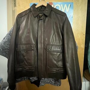 Coach Dark Brown Leather Performance Jacket